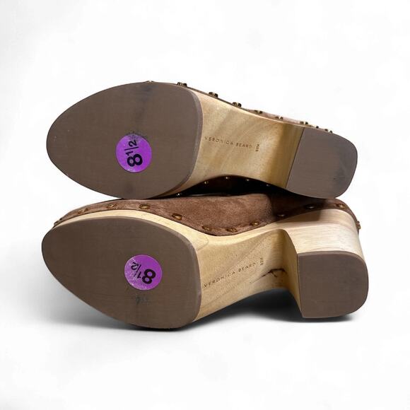 Veronica Beard Decker Suede Clog Chelsea Ankle Boots Booties 8.5 Chestnut NWOT - Picture 7 of 9